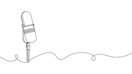 Vintage style studio microphone line art illustration