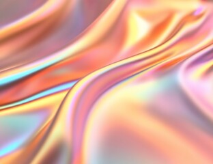 A smooth, iridescent fabric with flowing waves of pastel colors.