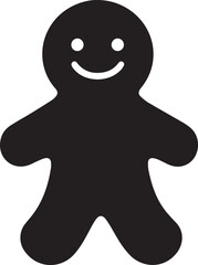Silhouette of gingerbread man smiling graphic design vector