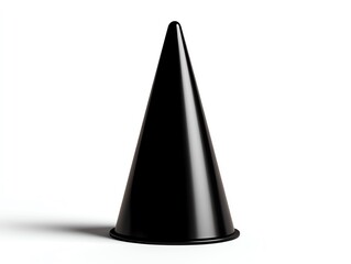 Fototapeta premium Black traffic cone on a white background.