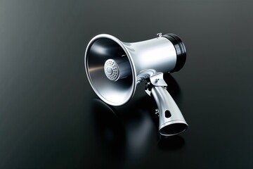 Silver Megaphone on Sleek Black Surface for Effective Loud Communication