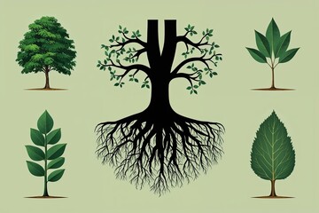 High Quality Black Tree Root Vector Icons for Taproot and Botanical Design Projects