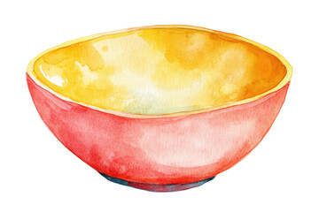 Whimsical Watercolor Bowl in Cartoon Style