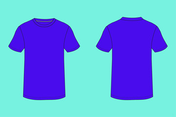  Menswear blue colour regular basic t-shirt vector flat sketch