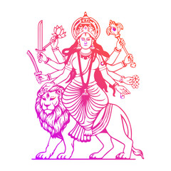 Goddess Durga minimal line art illustration