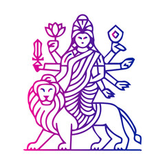 Fototapeta premium Goddess Durga minimal line art illustration