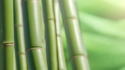 Fototapeta premium Lush Green Bamboo Stalks Close Up View