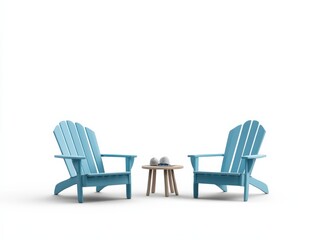 cozy outdoor seating area with blue chairs and a small table