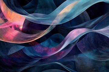 Obraz premium Abstract geometric waves layered with futuristic glowing patterns