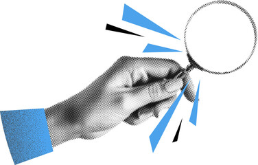 Hand with Magnifying Glass Collage