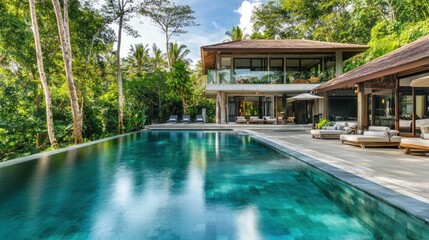Obraz premium Luxury Villa with Infinity Pool in Tropical Paradise