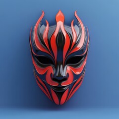 Obraz premium Powerful and Enigmatic Tribal Mask in Fiery Red and Black