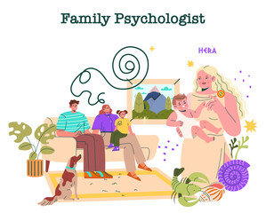 Hera First Family Psychologist. Flat Vector Illustration