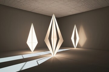 Vibrant 3D Geometric Shapes with Shadow Textures in Projection Design