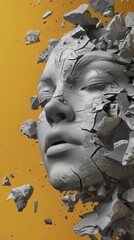 3D of a Crumbling Human Head