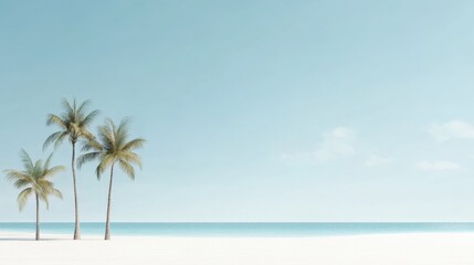 Fototapeta premium serene beach scene with palm trees and clear blue sky