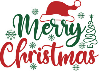 Merry Christmas typography clip art design on plain white transparent isolated background for card, shirt, hoodie, sweatshirt, apparel, card, tag, mug, icon, poster or badge