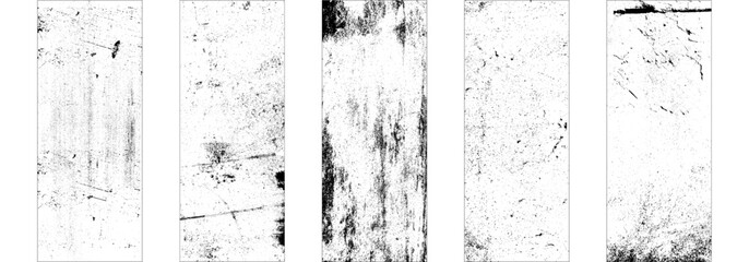 Distressed backdrop illustration vector isolated black on white background. Grunge Urban Backgrounds set.