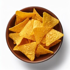 nacho chips in a bowl isolated on transparent or white background