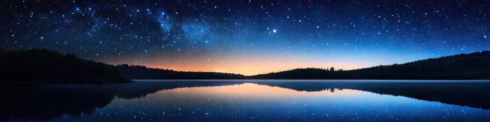 Sky Full of Stars: A clear night sky, filled with countless stars, reflecting on the calm surface of a lake.