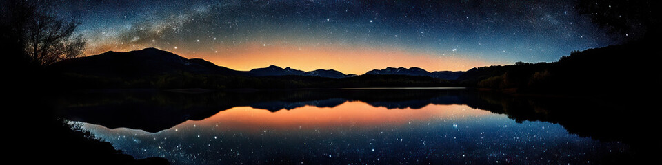 Sky Full of Stars: A clear night sky, filled with countless stars, reflecting on the calm surface of a lake.
