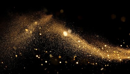 Obraz premium gold glitter particles texture golden dust isolated on black background
