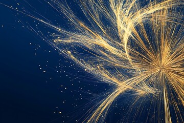 Fototapeta premium Abstract golden fireworks trails on a navy backdrop