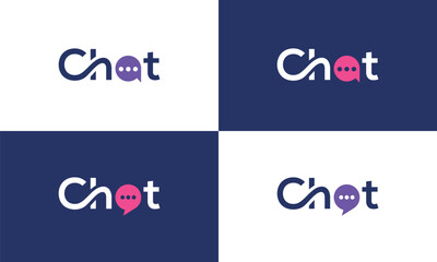 Chat Typography Logo Design, Message Talk Communication Symbol Graphic