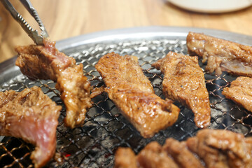 Korean bbq food. Marinated pork ribs