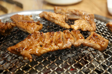 Korean bbq food. Marinated pork ribs
