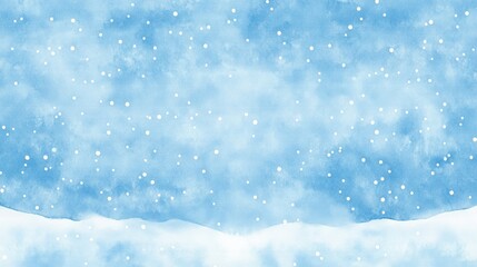Obraz premium A serene winter scene featuring light blue tones and falling snowflakes against a snowy landscape.