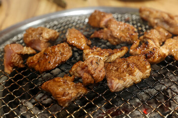 Korean bbq food. Marinated pork ribs