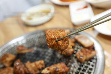 Korean bbq food. Marinated pork ribs