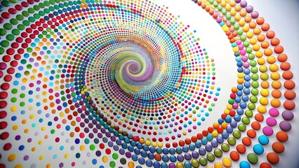Vibrant Abstract Swirl of Polka Dots in Spiral Formation for Dynamic Visual Effect