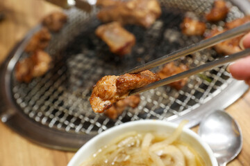 Korean bbq food. Marinated pork ribs
