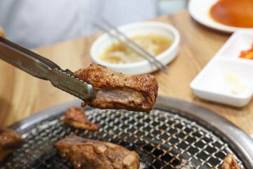 Korean bbq food. Marinated pork ribs