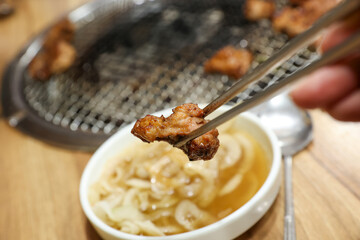 Korean bbq food. Marinated pork ribs