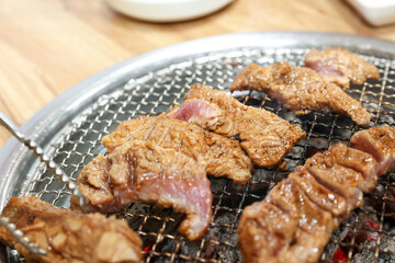 Korean bbq food. Marinated pork ribs