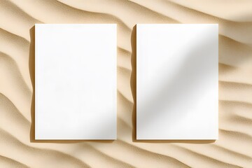 Two Mockups of a White A4 Sheet with Sand – Creative Design, Minimalist Template, and Product Presentation
