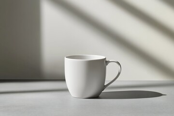 Obraz premium Blank Mug Mockup on Blurred Grey Background