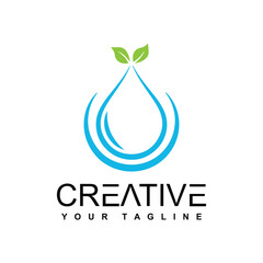 Water drop / droplet with leaf logo design , logo design inspiration