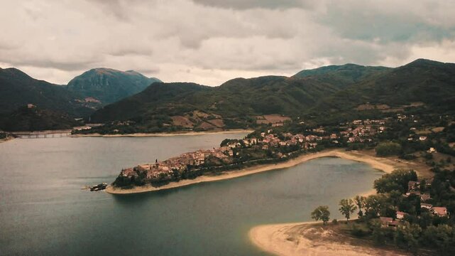 The beautiful village of Colle di Tora that lays on the beautiful lake