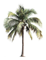 PNG Tall palm tree with green leaves in sunny weather