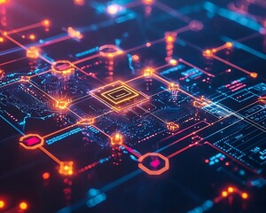 Glowing Decentralized Blockchain Application Interface Showcasing Smart Contract Automation