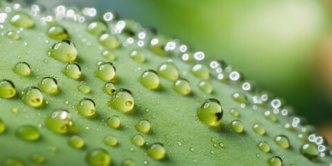 Fototapeta premium A background featuring tiny dew droplets on a soft green surface, evoking a fresh, natural feel. 4