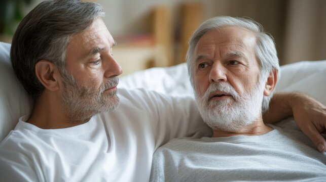 Senior Male Patient Discussing Respiratory Health in Clinic on World COPD Day, Thanksgiving, and Fathers Day - Powered by Adobe