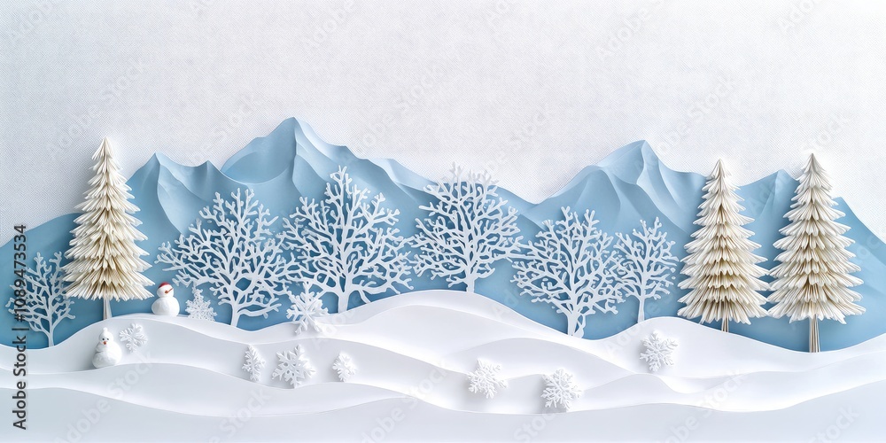 Wall mural christmas tree with snow