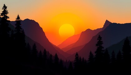 Sunset over Majestic Mountains