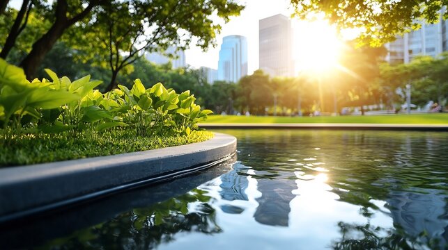 Sustainable Tech Park Nestled in a Serene Urban Oasis A Modern Workplace Harmoniously Integrated with Nature Optimizing Workflows and Promoting Environmental Responsibility