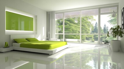 Fototapeta premium Elegant and Cozy Modern Bedroom Interior Design with Stylish Decor, mockup, poster and Background